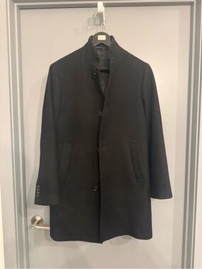 Club Monaco Men's Italian Wool Stand-Collar Car Coat - Black